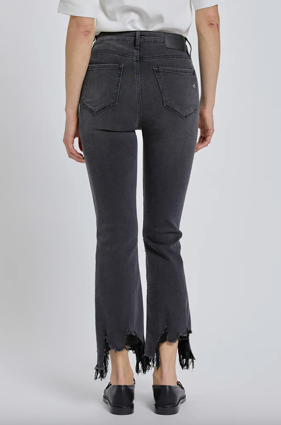 happi high rise cropped flare - black