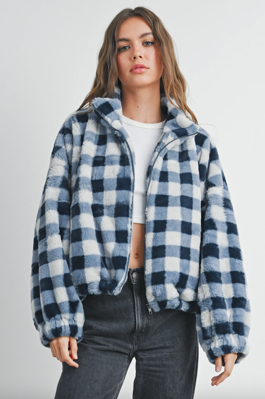 asha plaid drop shoulder jacket