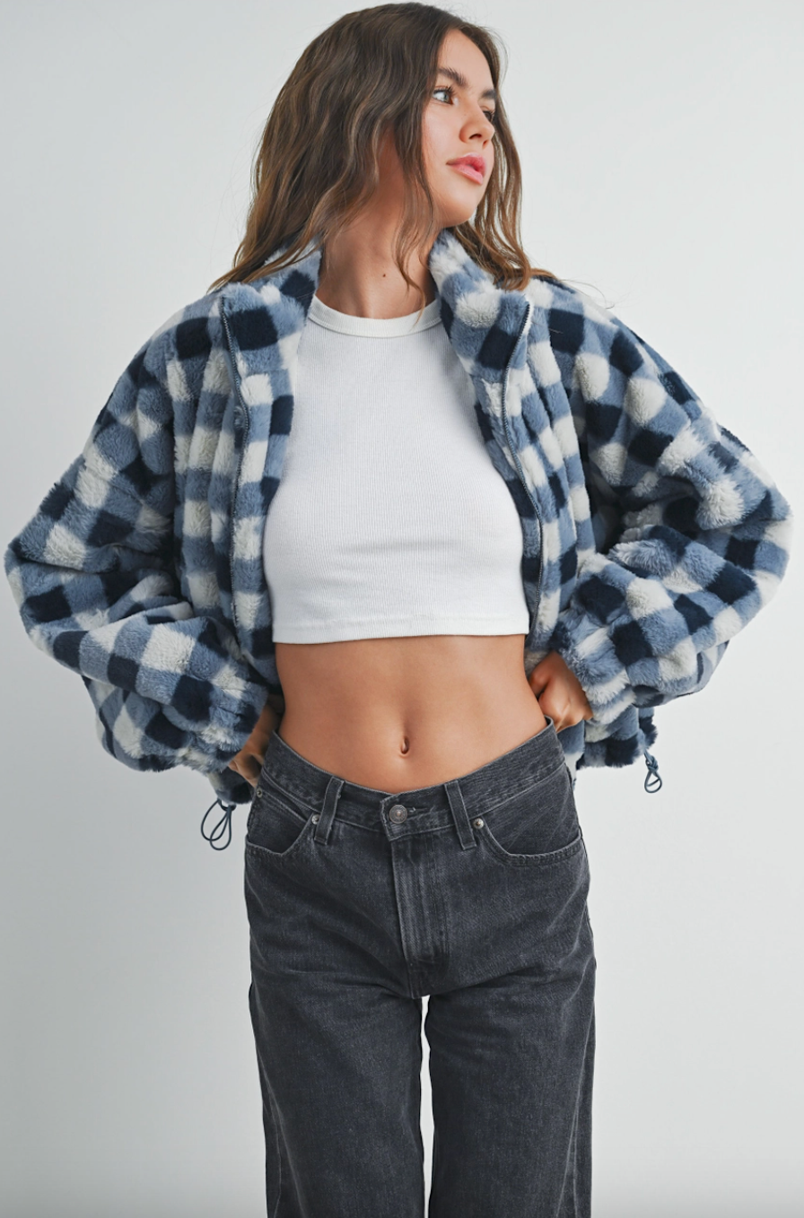 asha plaid drop shoulder jacket