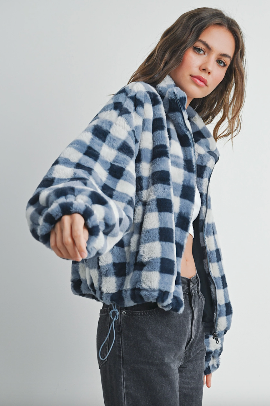 asha plaid drop shoulder jacket