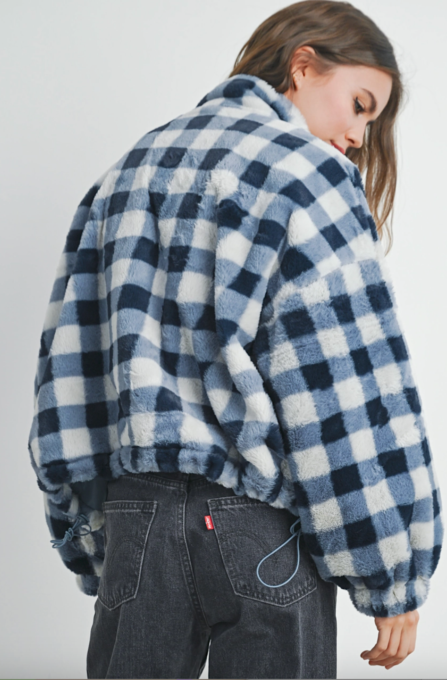 asha plaid drop shoulder jacket