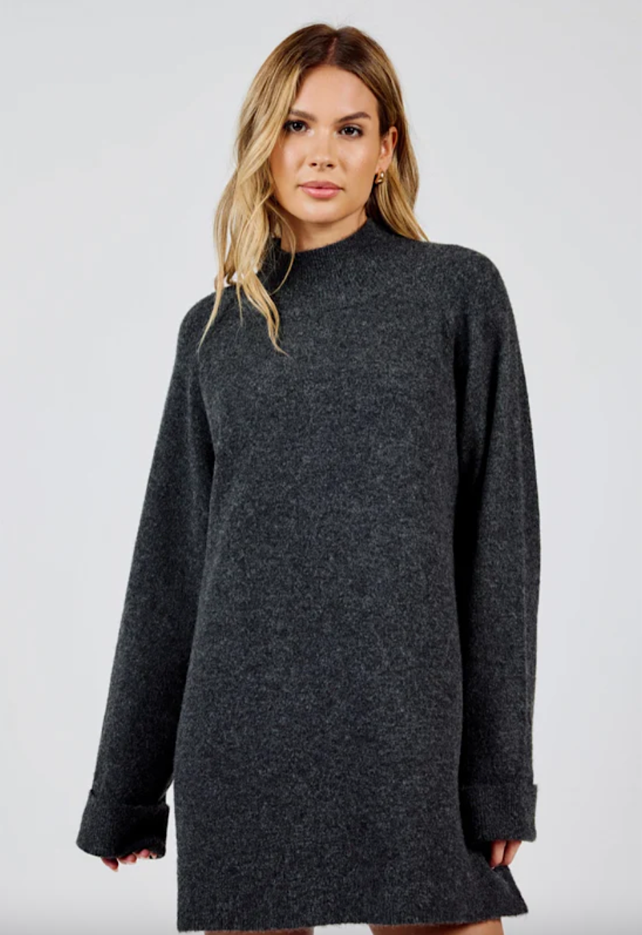 carson high neck sweater dress