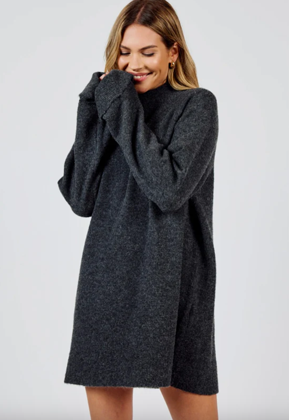 carson high neck sweater dress