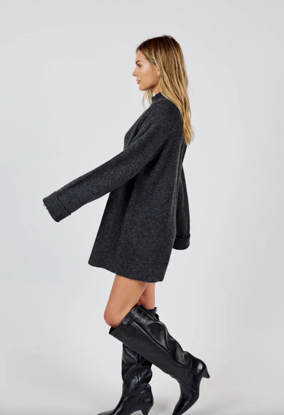 carson high neck sweater dress