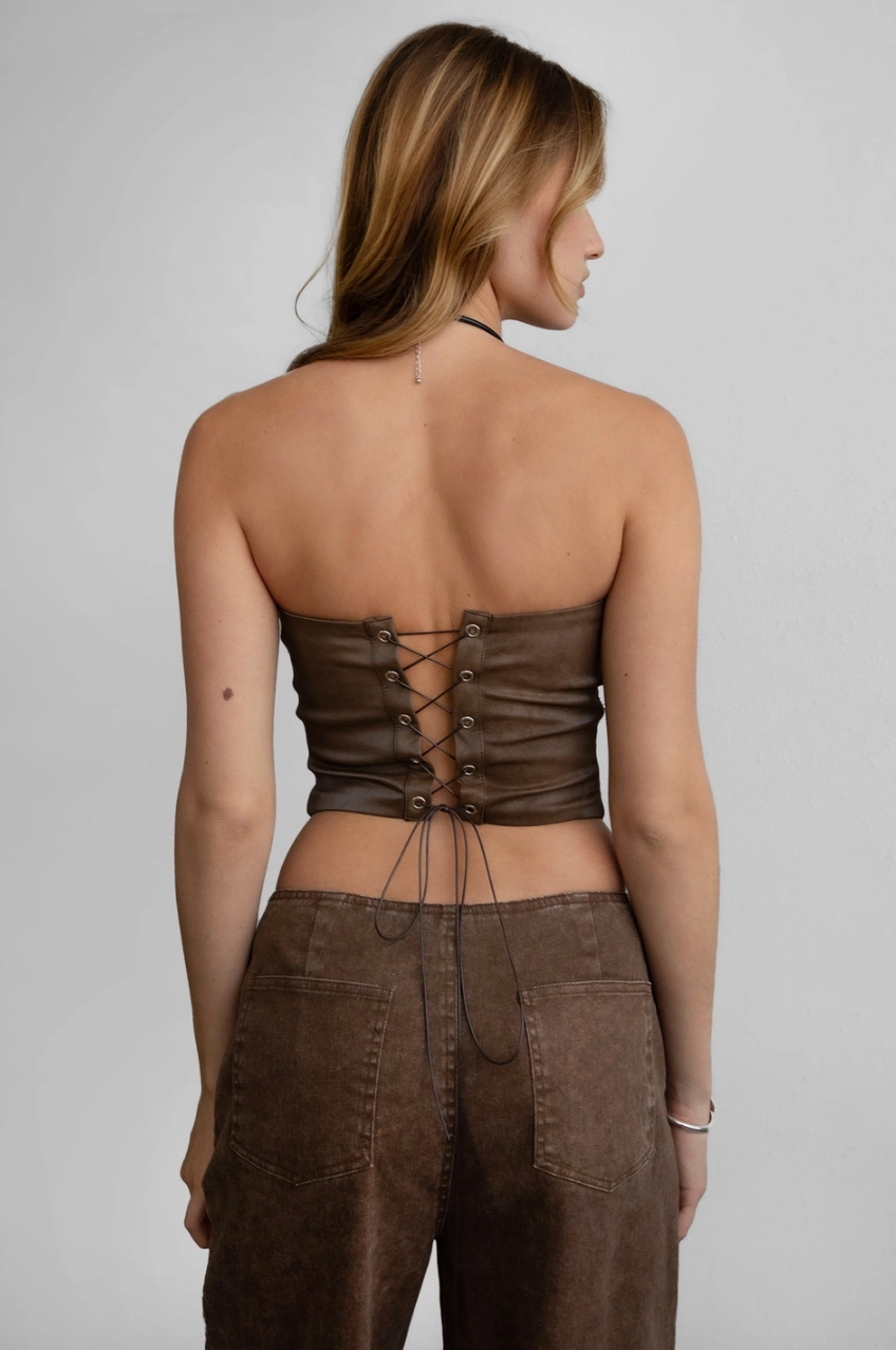 beckee leather corset top