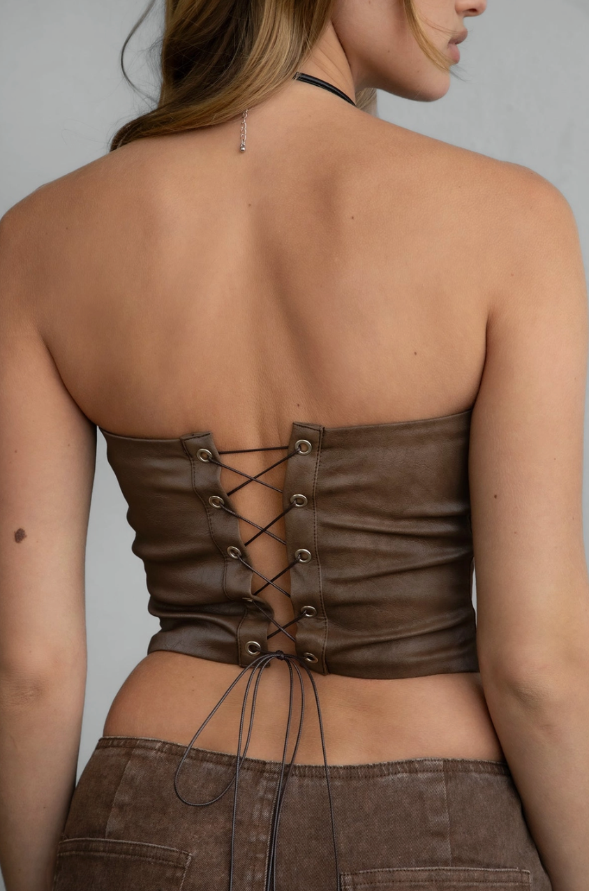 beckee leather corset top