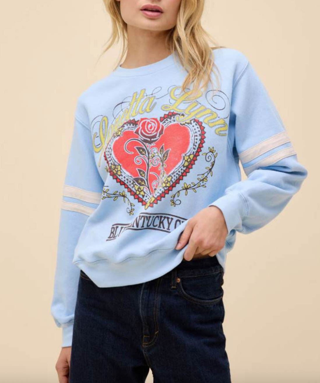loretta lynn blue kentucky girl varsity sweatshirt