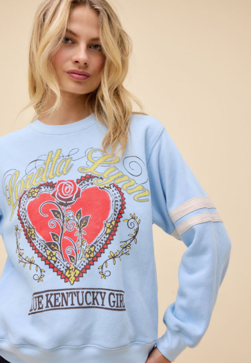 loretta lynn blue kentucky girl varsity sweatshirt