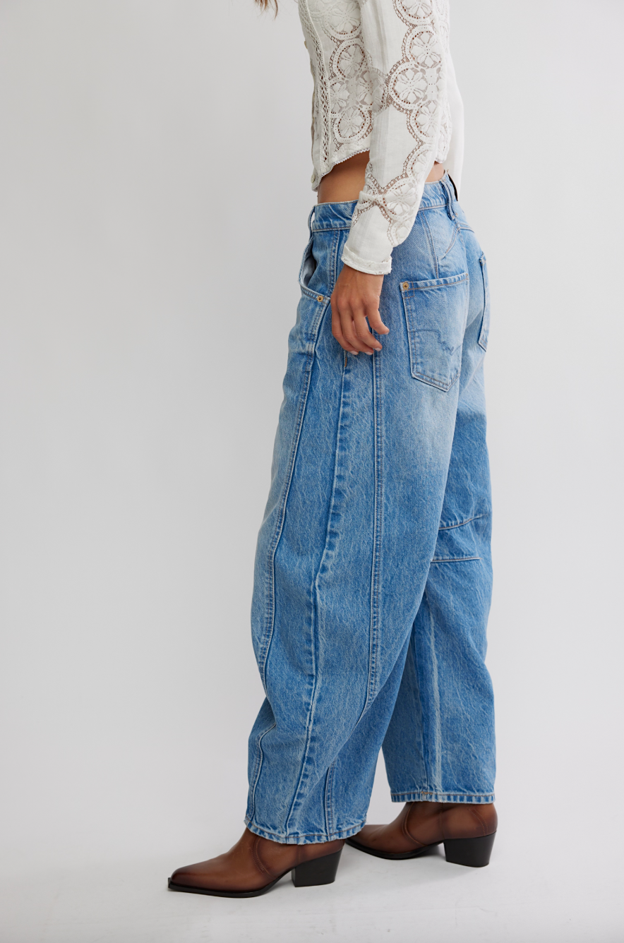 fp good luck mid rise barrel jean