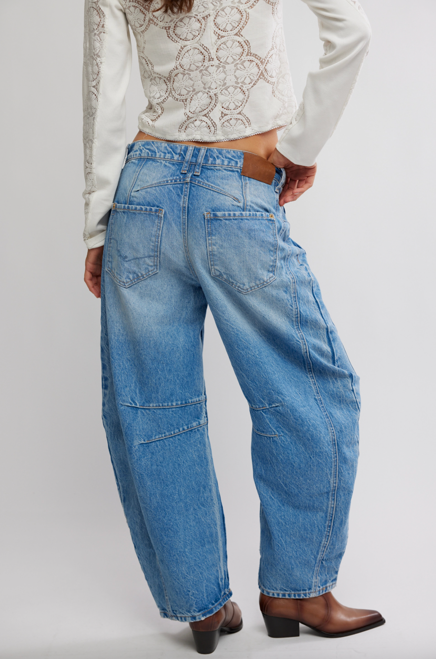 fp good luck mid rise barrel jean