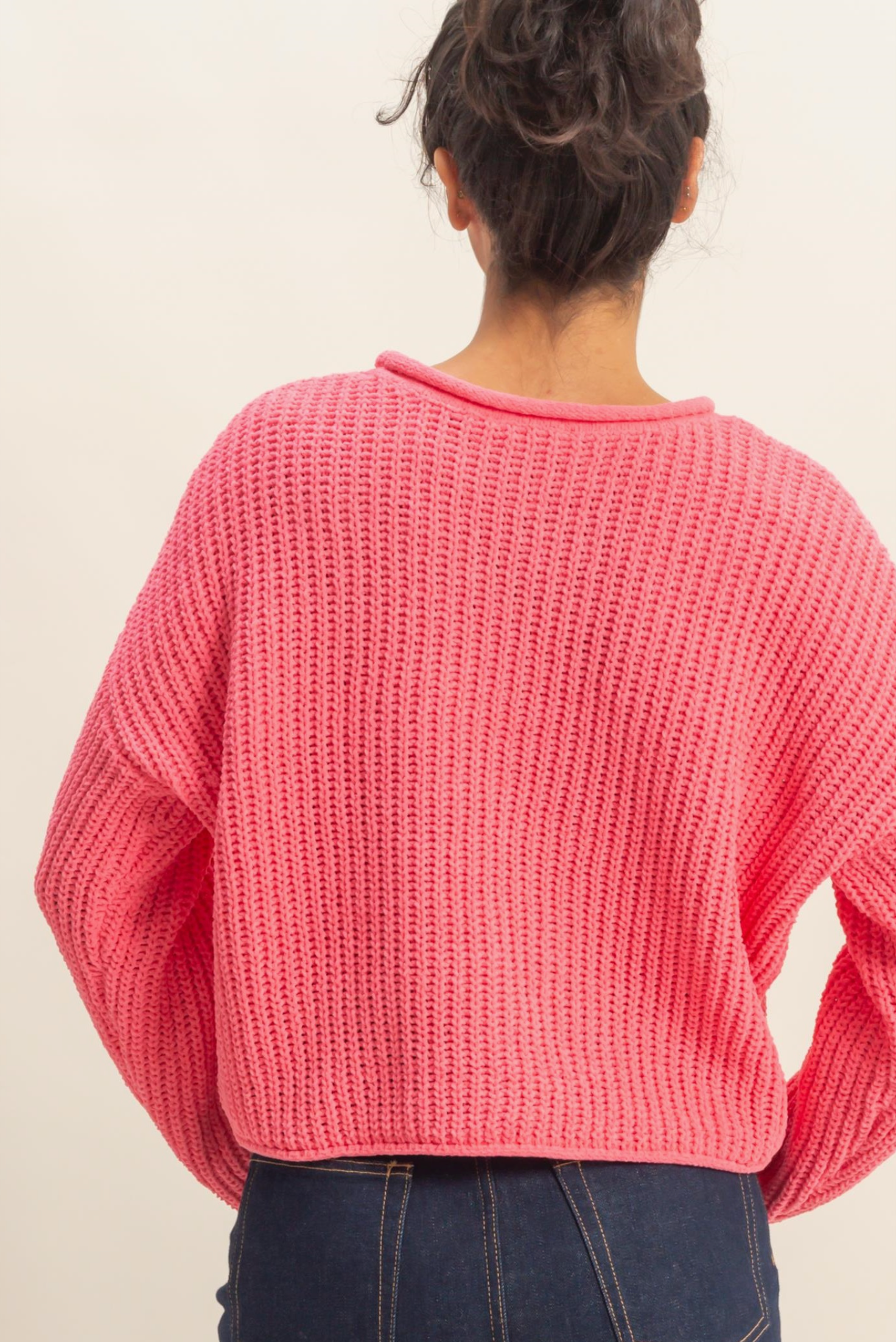 rolled edge sweater