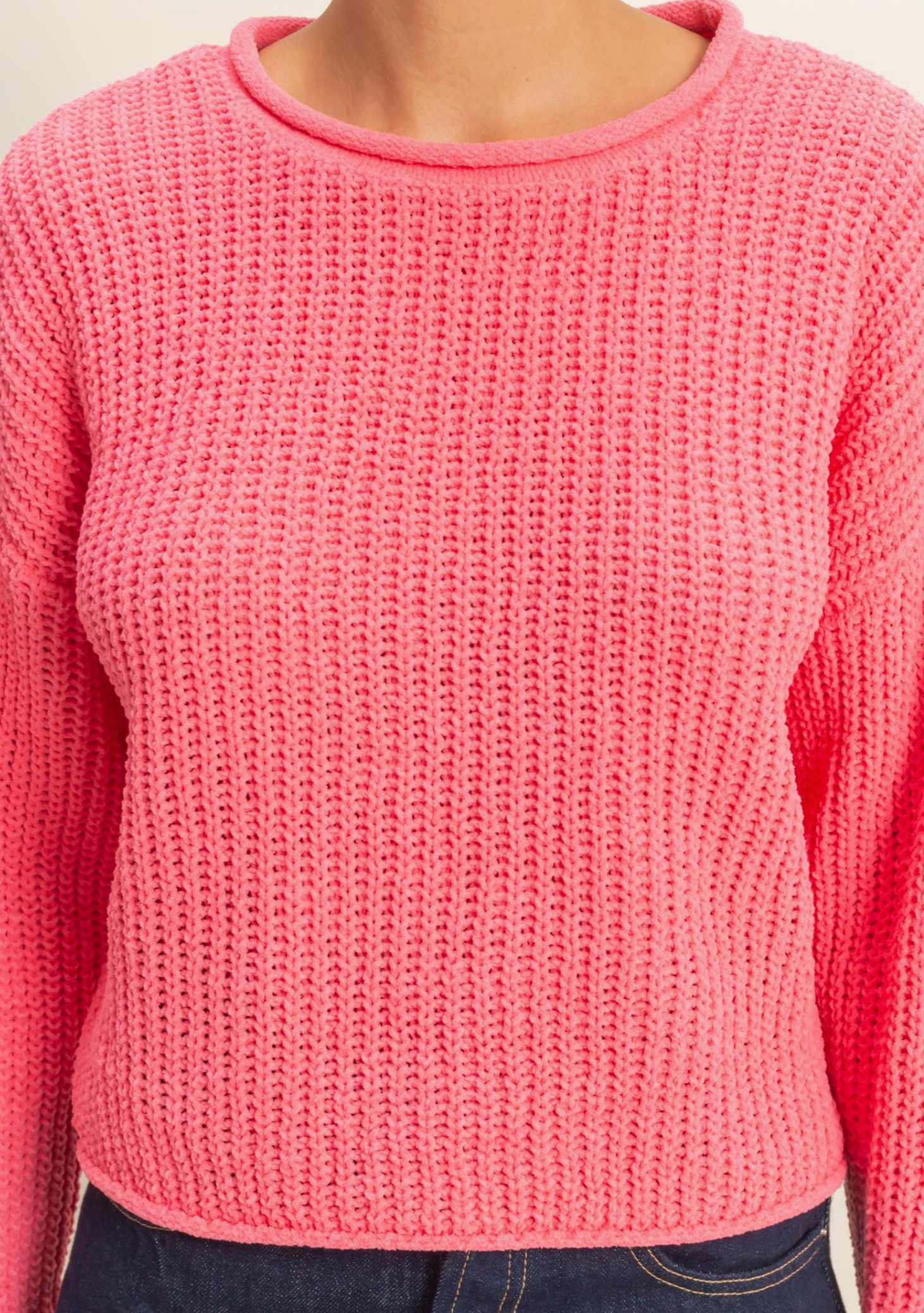 rolled edge sweater