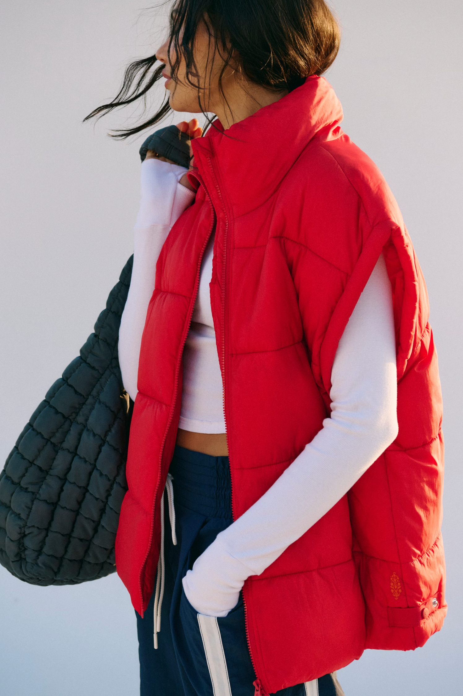 in a bubble puffer vest