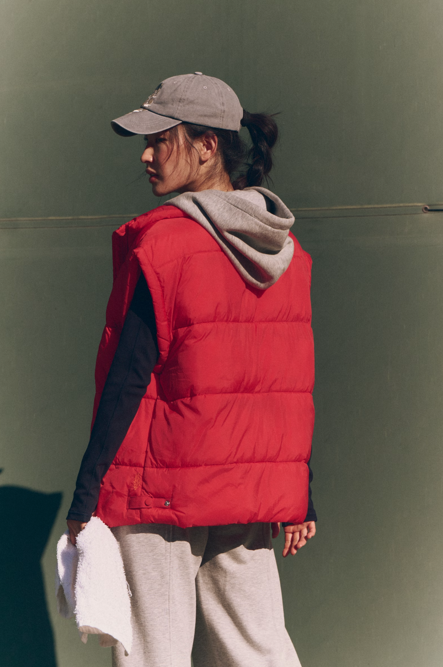 in a bubble puffer vest