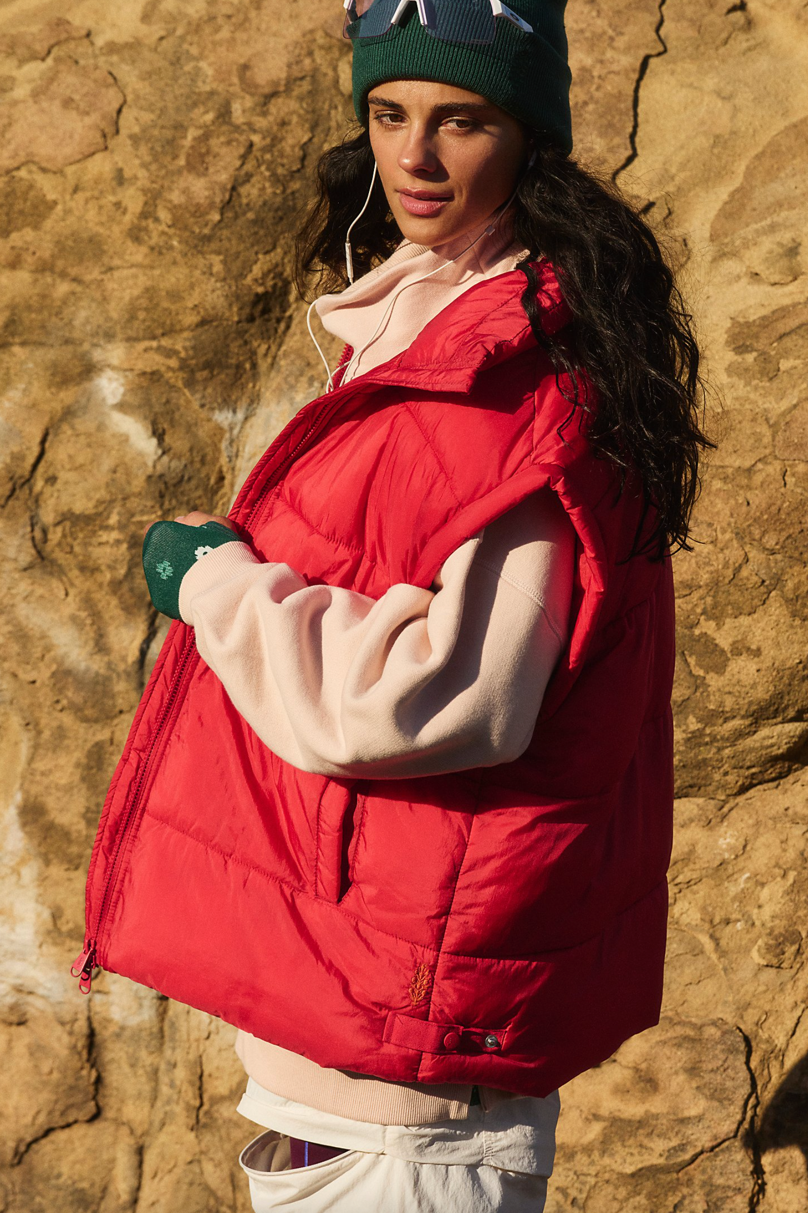 in a bubble puffer vest