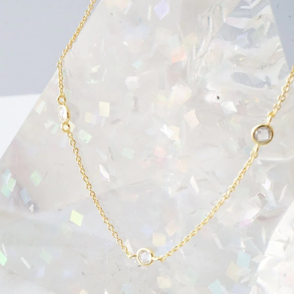 crystal bezel trio necklace