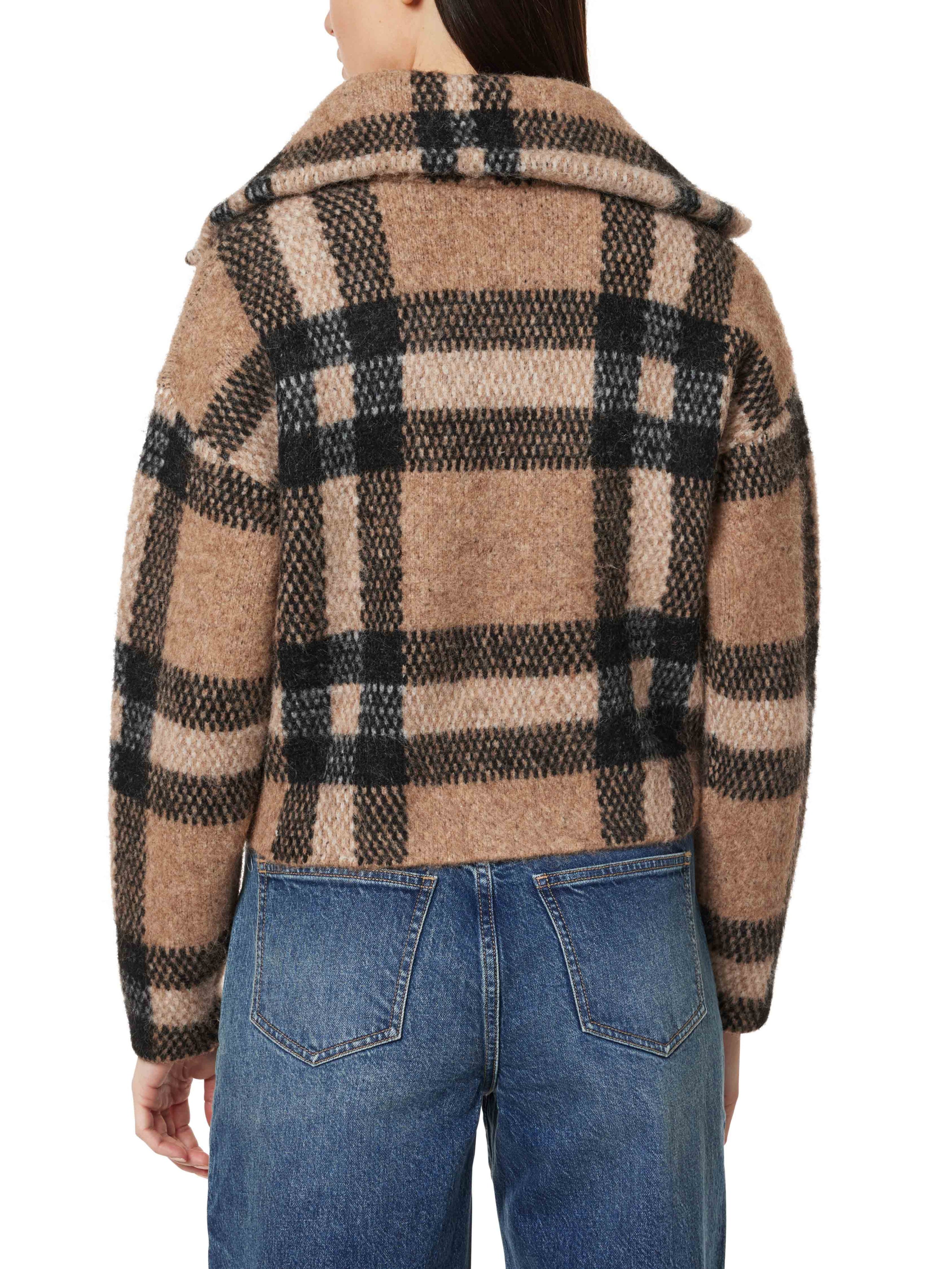 plaid zip front cardigan