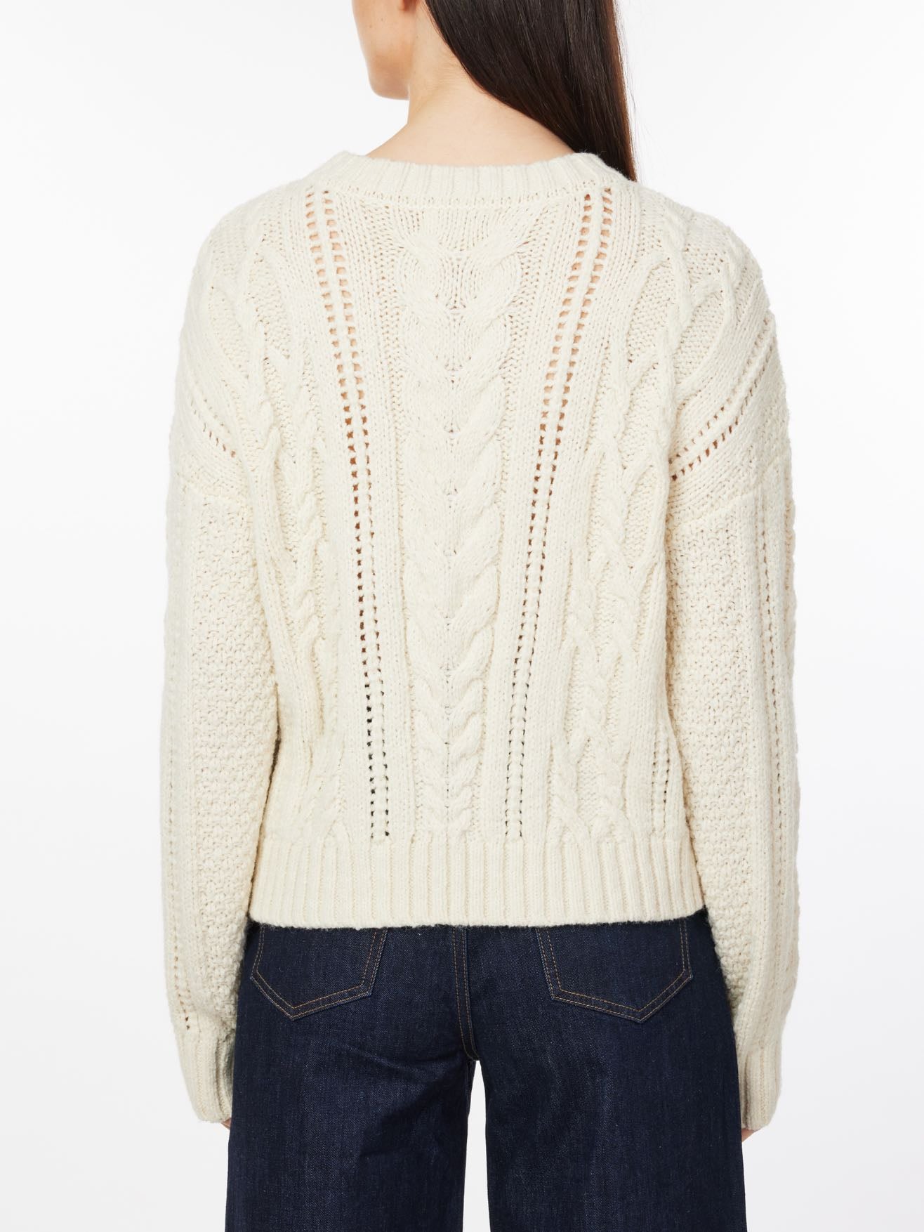 cable knit pointelle sweater