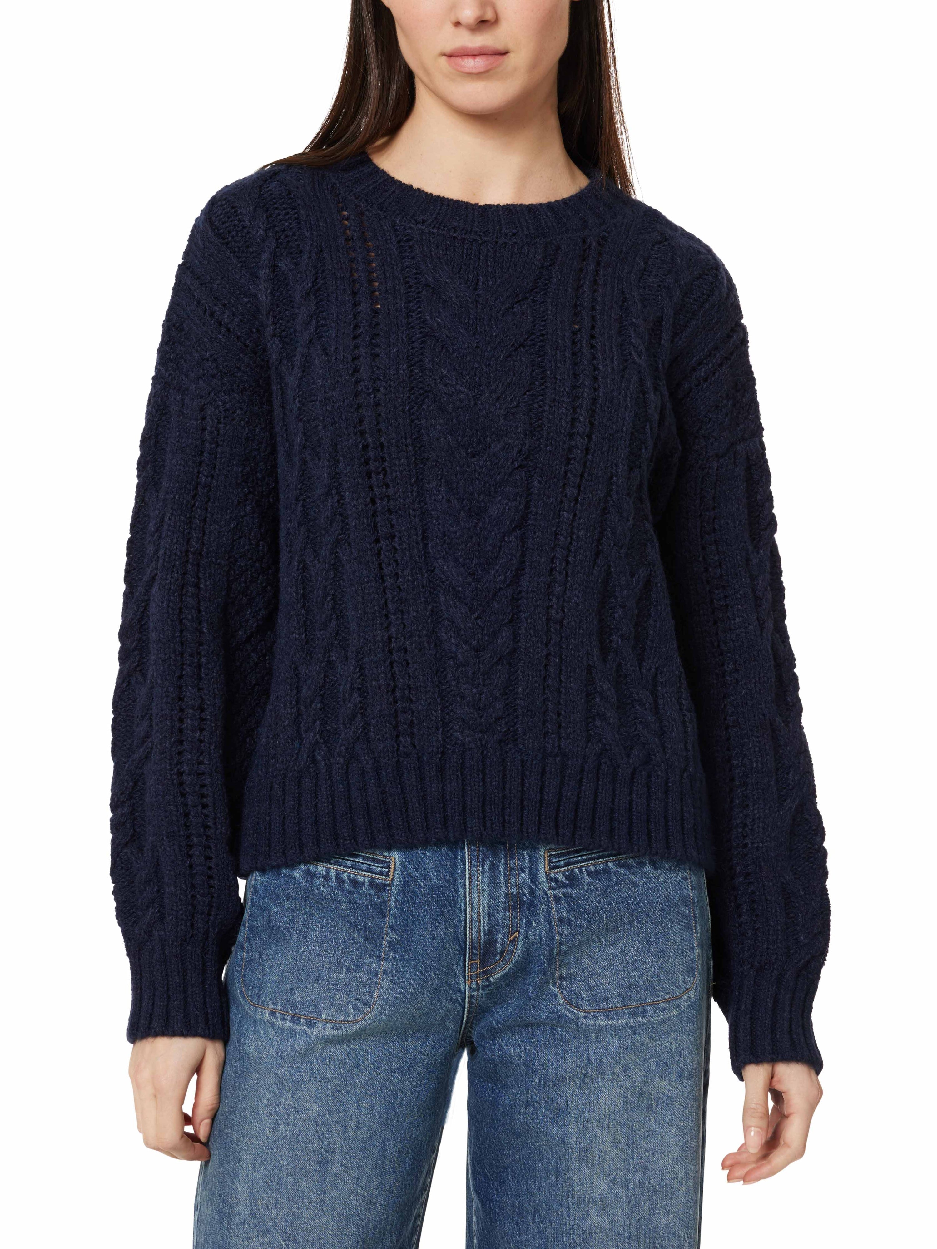 cable knit pointelle sweater