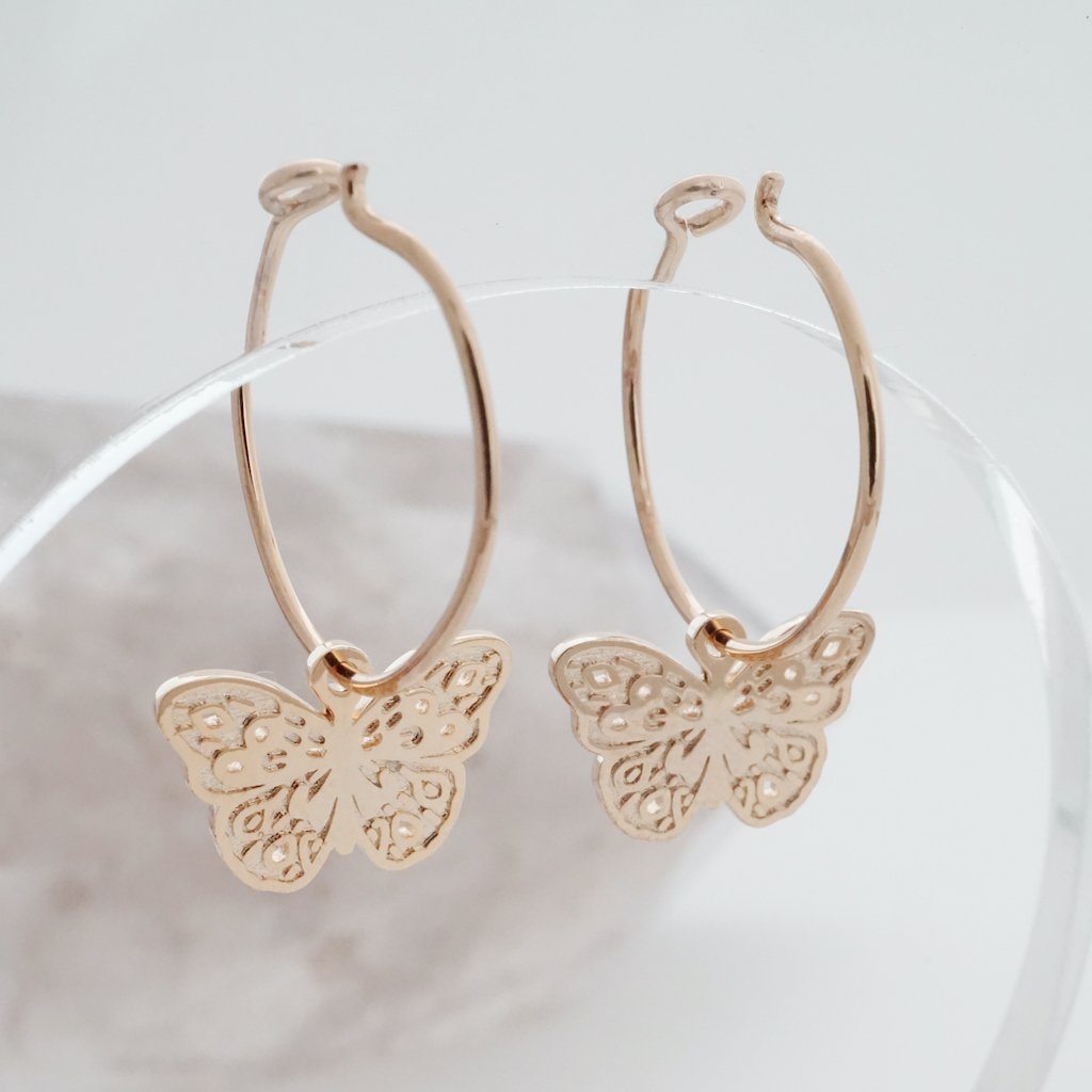 magic charm butterfly hoops