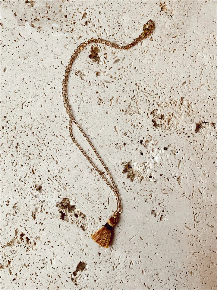 Gold mini tassel necklace