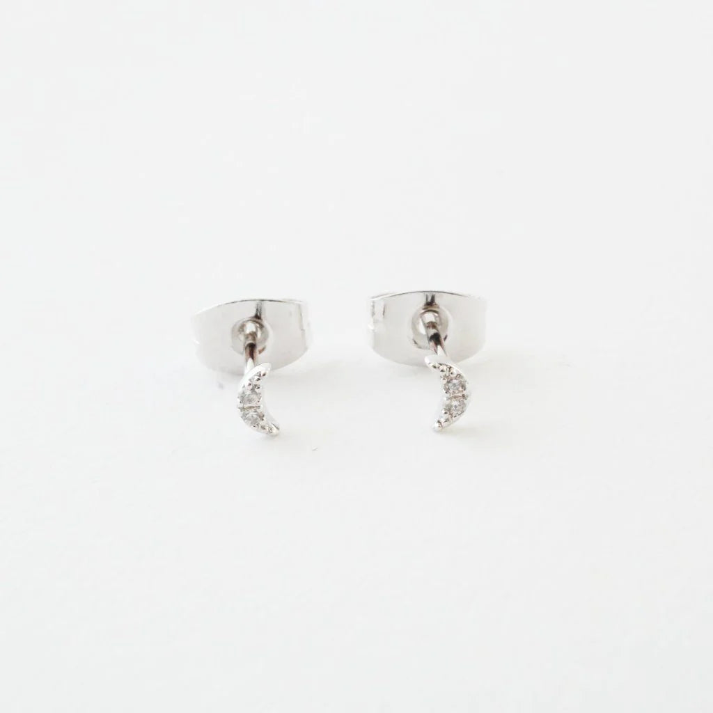 mini moon crystal stud earrings