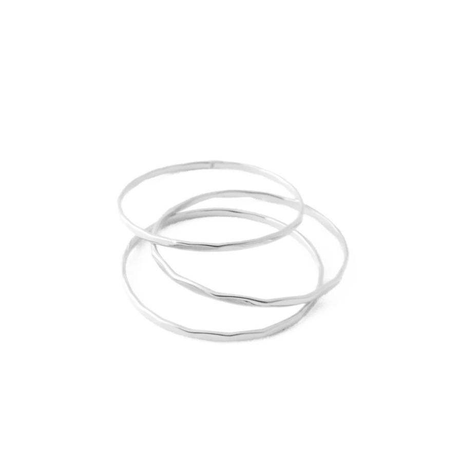 super skinny hammered stacking ring trio